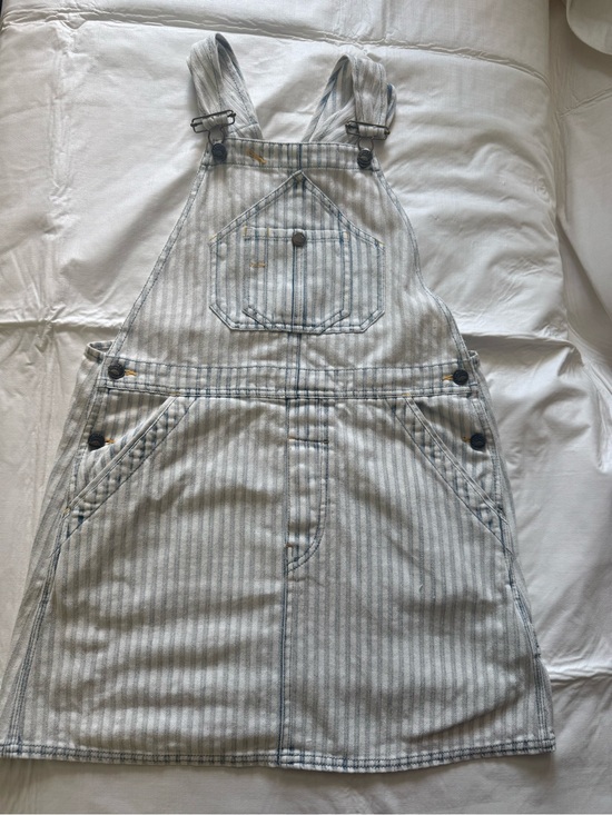 Faherty Dresses & Skirts - Faherty Light Blue and White Striped Overall Detail